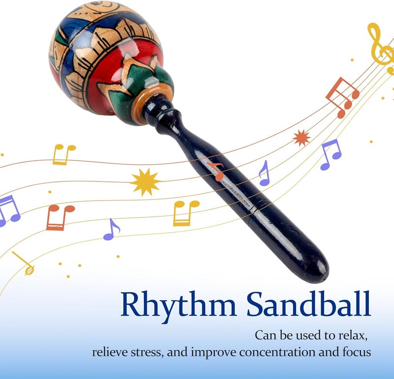 GOGHOST 1 Pack Handmade Wooden Maraca for Adults, 10.7" Professional African Hand Percussion Rattles, Handpaint Rumba Shaker Musical Instrument, Fiesta Mexican Party Favors(Blue) - Image 4
